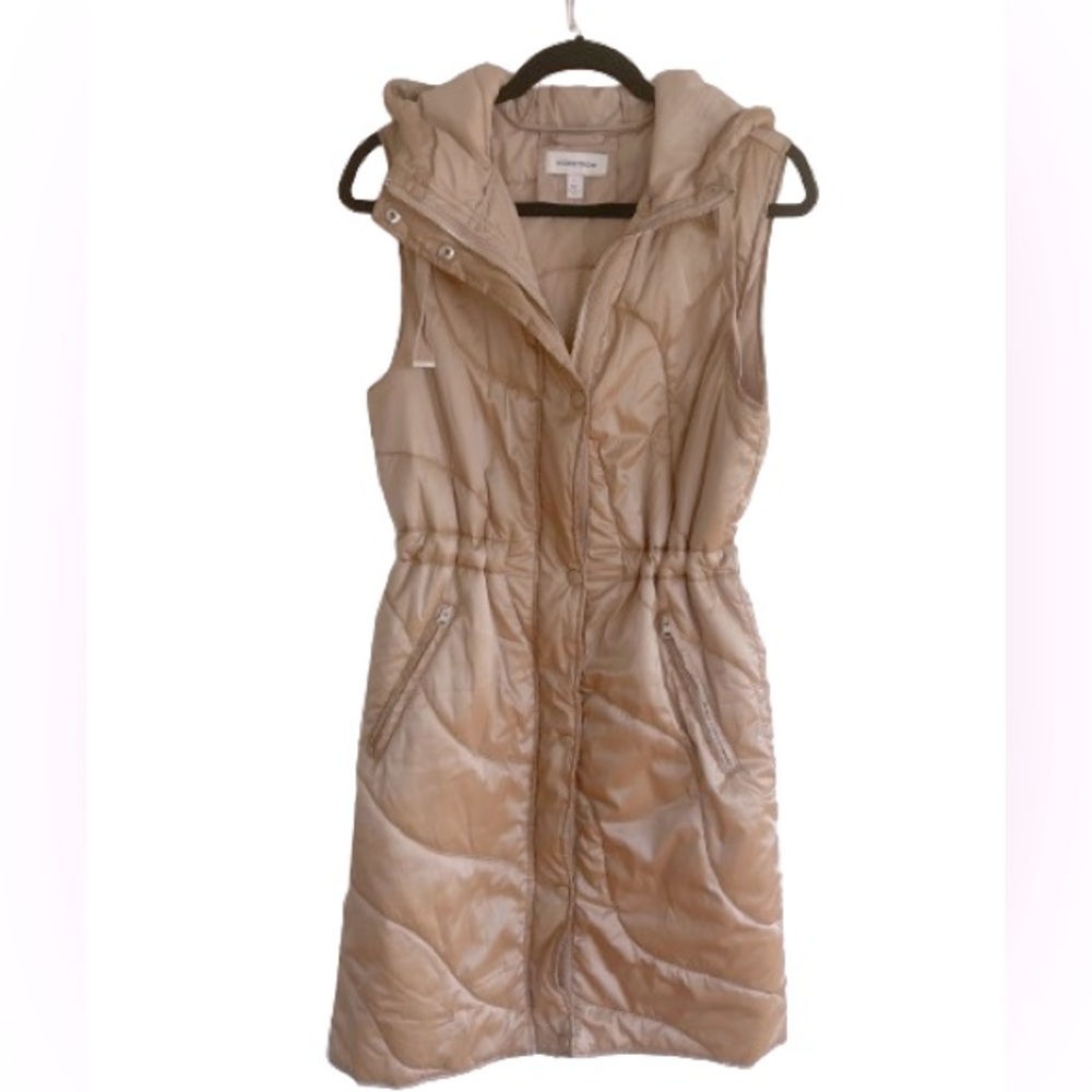 Nordstrom long puffer vest tan color size S